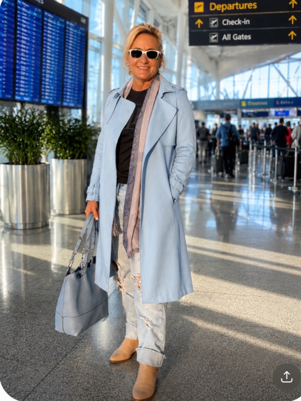 Light Blue Faux Suede Trench Coat